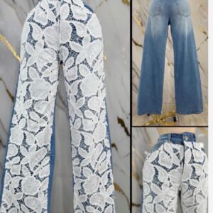 ✨ Jeans Wide Leg con Encaje Floral ✨
