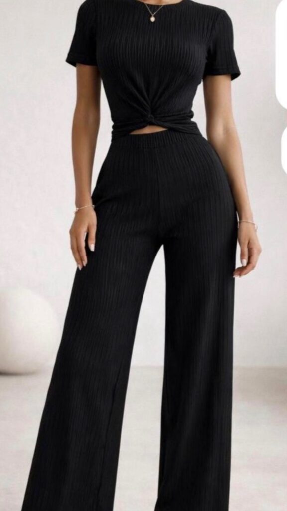 ✨ Conjunto Palazzo Acanalado con Detalle Fruncido ✨